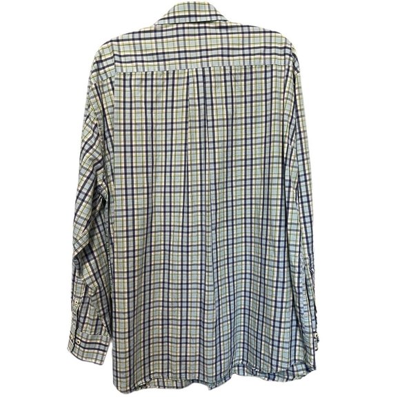 Peter Millar Men’s Shirt 2XL XXL Blue Navy Green Plaid Button Down Long Sleeve - Picture 3 of 7